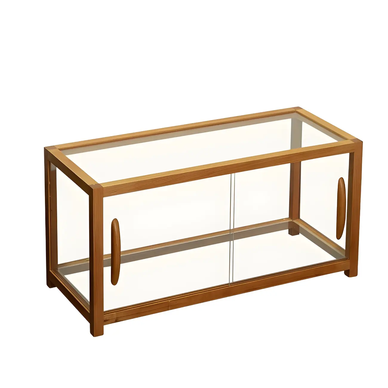 Elegant Wooden Table Top Curio Cabinet with Sliding Doors