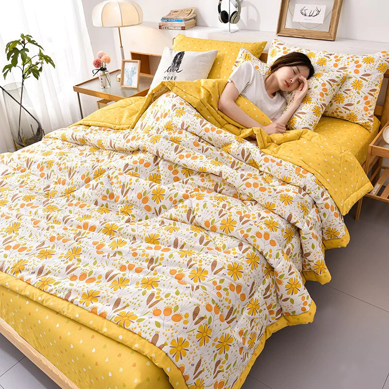 HULIANFU PEIDUO Simple Modern Air Condition Thin Blanket Summer Quilt Cotton Fluffy Plaid Blanket On The Bed Comfortable Comforter - Deanwangkt