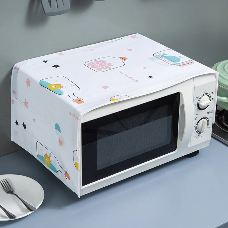 HULIANFU Peva Dustproof Microwave Oven Covers Printed Dust Oil Proofing Covers With Double Pockets Storage Bag Kitchen Accessories - Deanwangkt