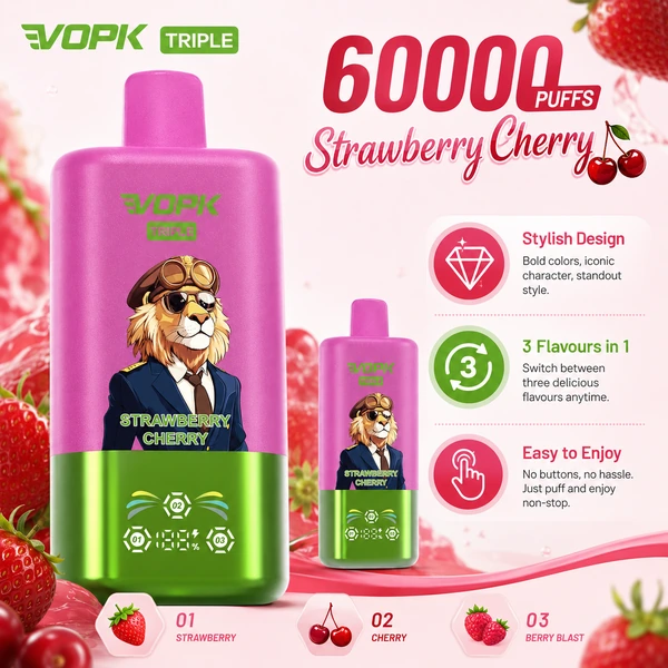 VOPK Triple 60K Strawberry Cherry z trzema smakami