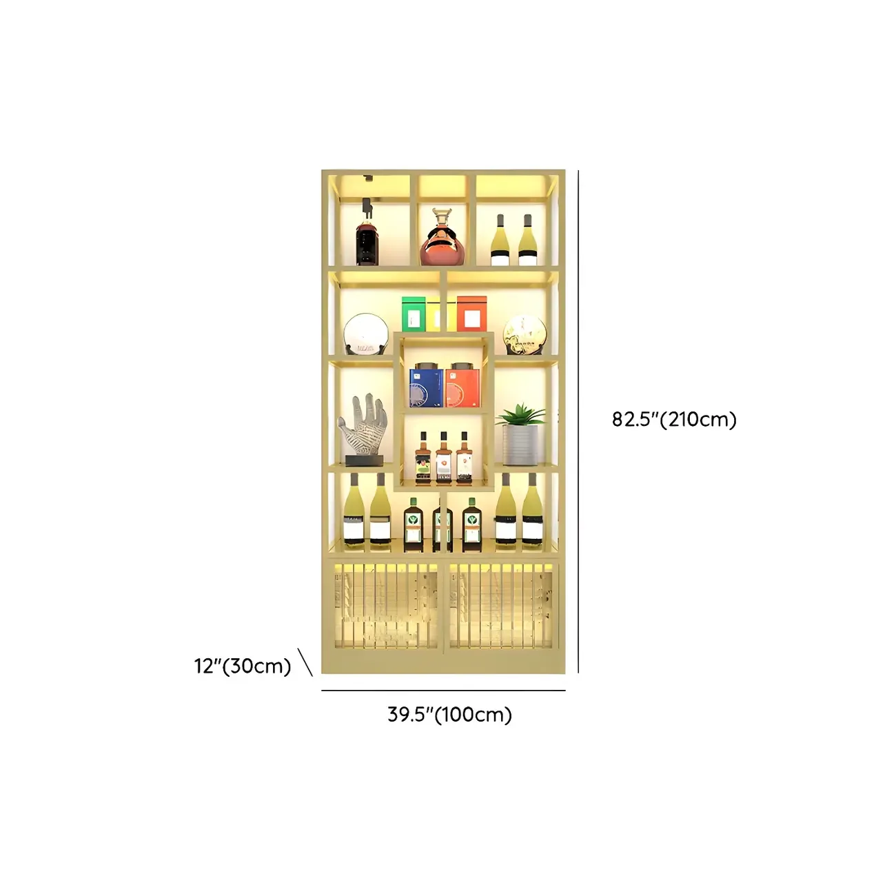 Glam Freestanding Gold Tall Metal Wine Rack