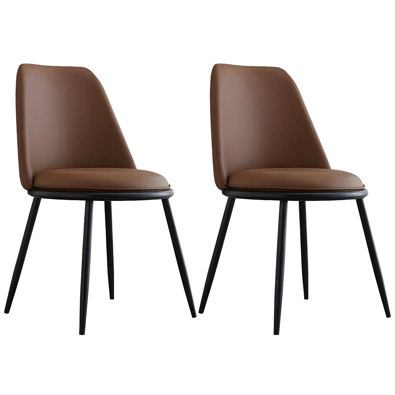 Glam Scandinavian Leather Armless Dining Chairs Metal Frame