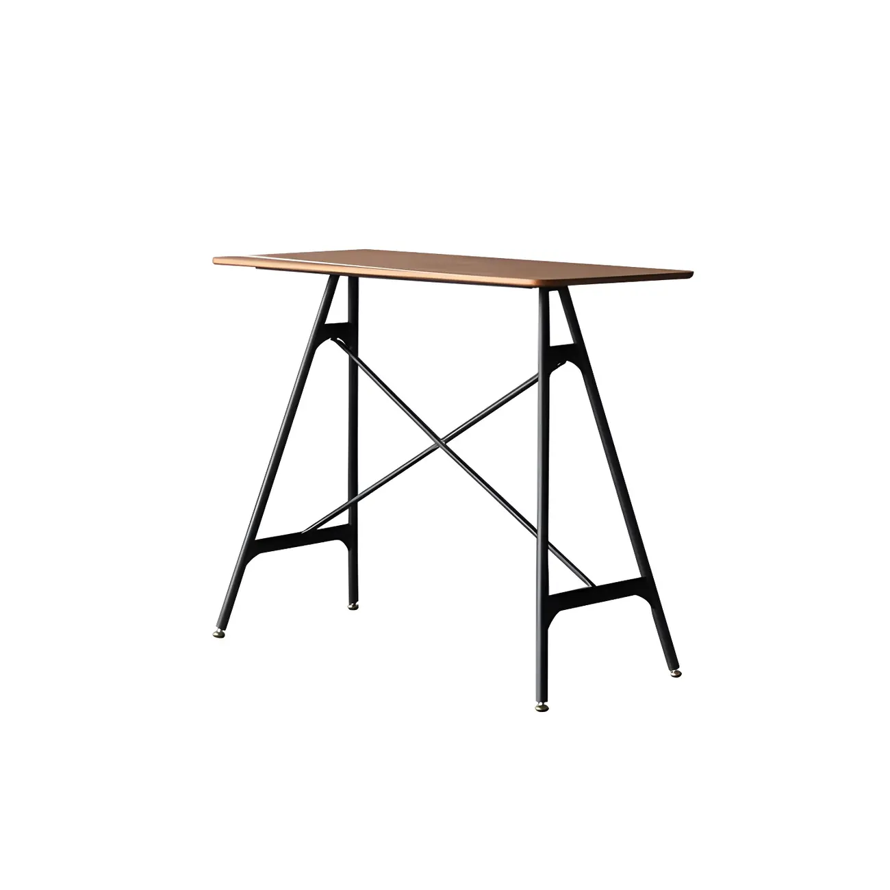 Industrial Lightweight Black Wood Wood-Tone Metal Bar Tables