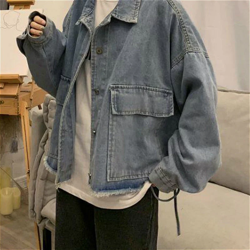 Hulianfu Basic Jackets Women Spring Chic Denim Harajuku Baggy Youth Female Short Outwear Korean Tassel All-match Preppy Girl Streetwear - Deanwangkt