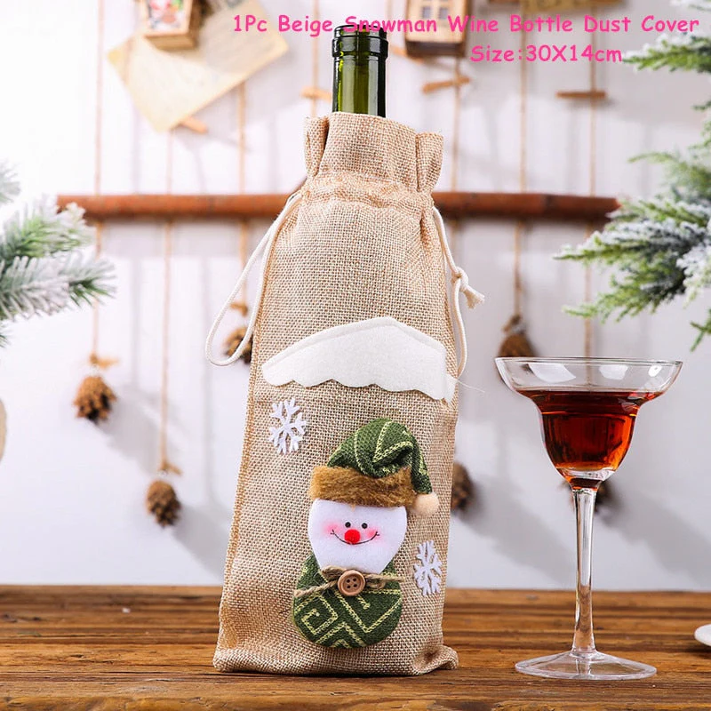 HULIANFU   Xmas Wine Bottle Dust Cover Noel Navidad Christmas Decoration for Home Dinner Decor Christmas Gift Tree Ornament New Year 2026 - Deanwangkt