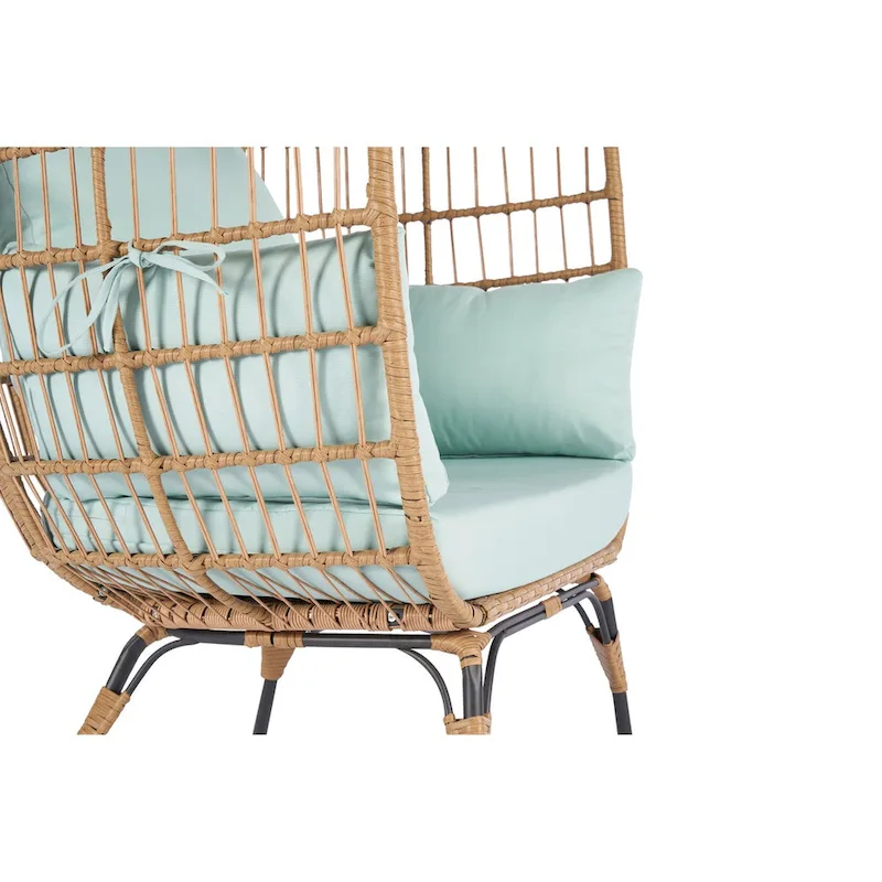 Steel Frame Wicker Egg Chair Max 440lb Capacity
