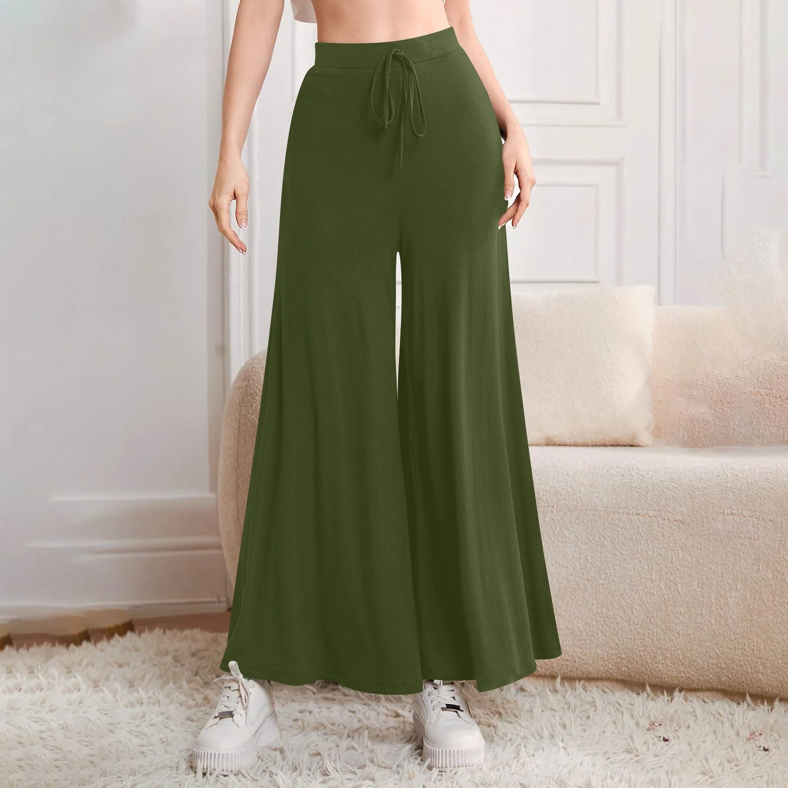 Hulianfu Fashion High Waist Wide Leg Pants For Women Autumn Loose Casual Women' S Pants Pantalon Vintage Long Trousers - Deanwangkt