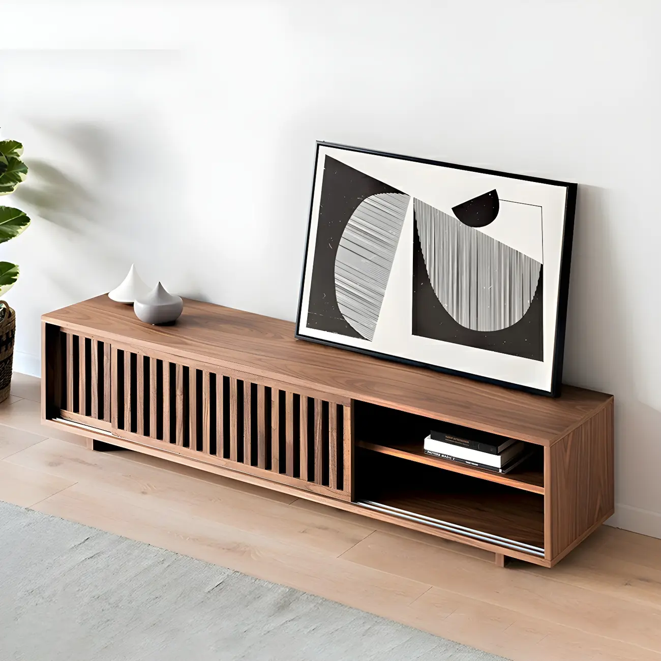 Modern Wood TV Stand Entertainment Center