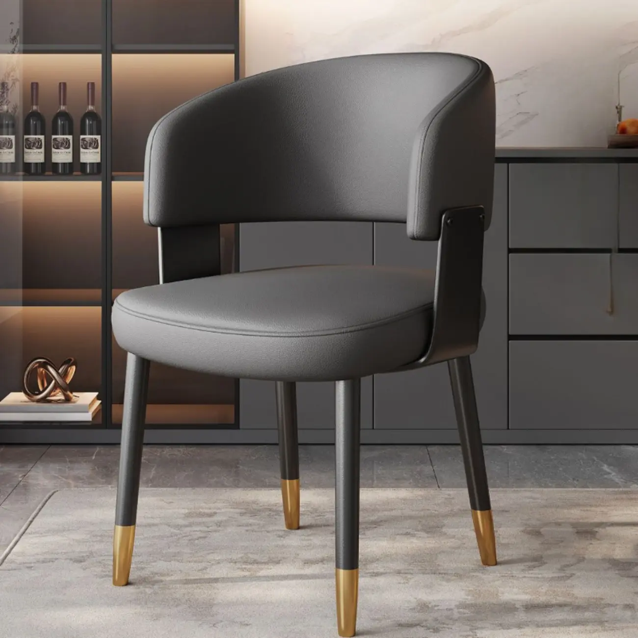 Modern Glam Leather Upholstered Dining Chair
