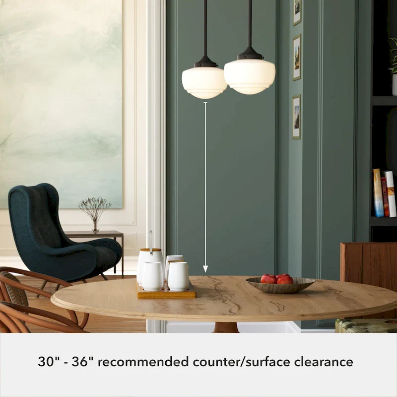 Hunter Saddle Creek 1-Light Mini Pendant / Semi-Flush Mount Ceiling Light - Kitchen Island, Dining Room, Hallway