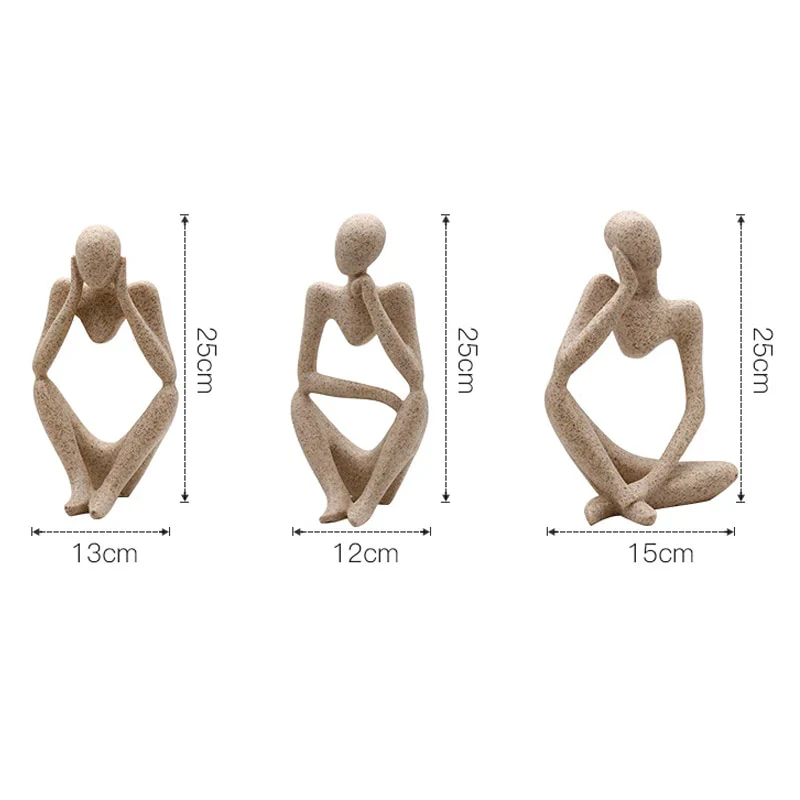 HULIANFU Modern European Style Resin Abstract Thinker Statue For Decoration Simple Sculpture Figurine Hotel Office Home Decor New - Deanwangkt