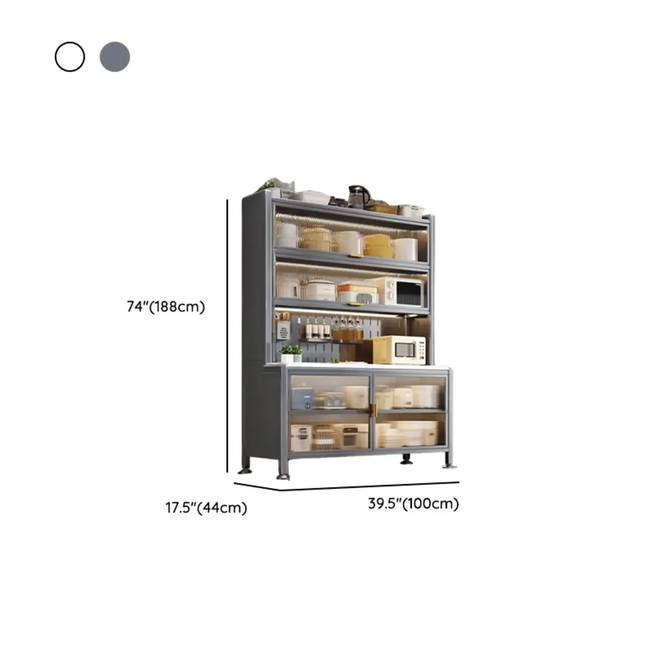 Modern Metal Buffet with Stone Countertop Narrow Design