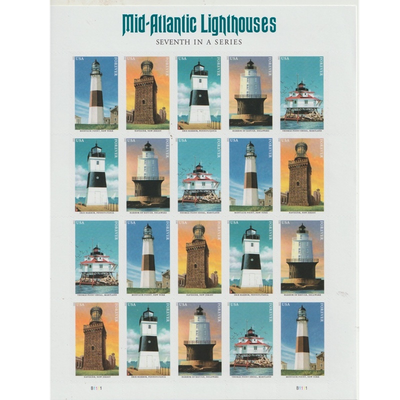 Mid Atlantic Lighthouses 2021, (Sheet of 20) - TWENTYSTAMPS
