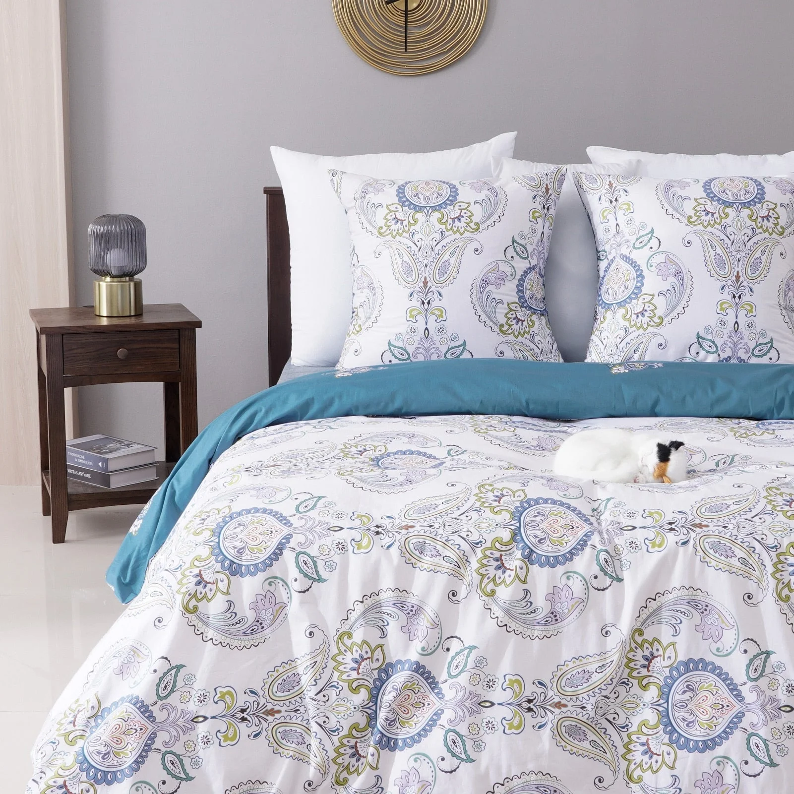 HULIANFU Topfinel Bedding Sets 100%Pure Cotton Soft Comforter Pattern Duvet Cover Pillow Shams Bedding Cover Double Single 3 PCS Bed Set - Deanwangkt