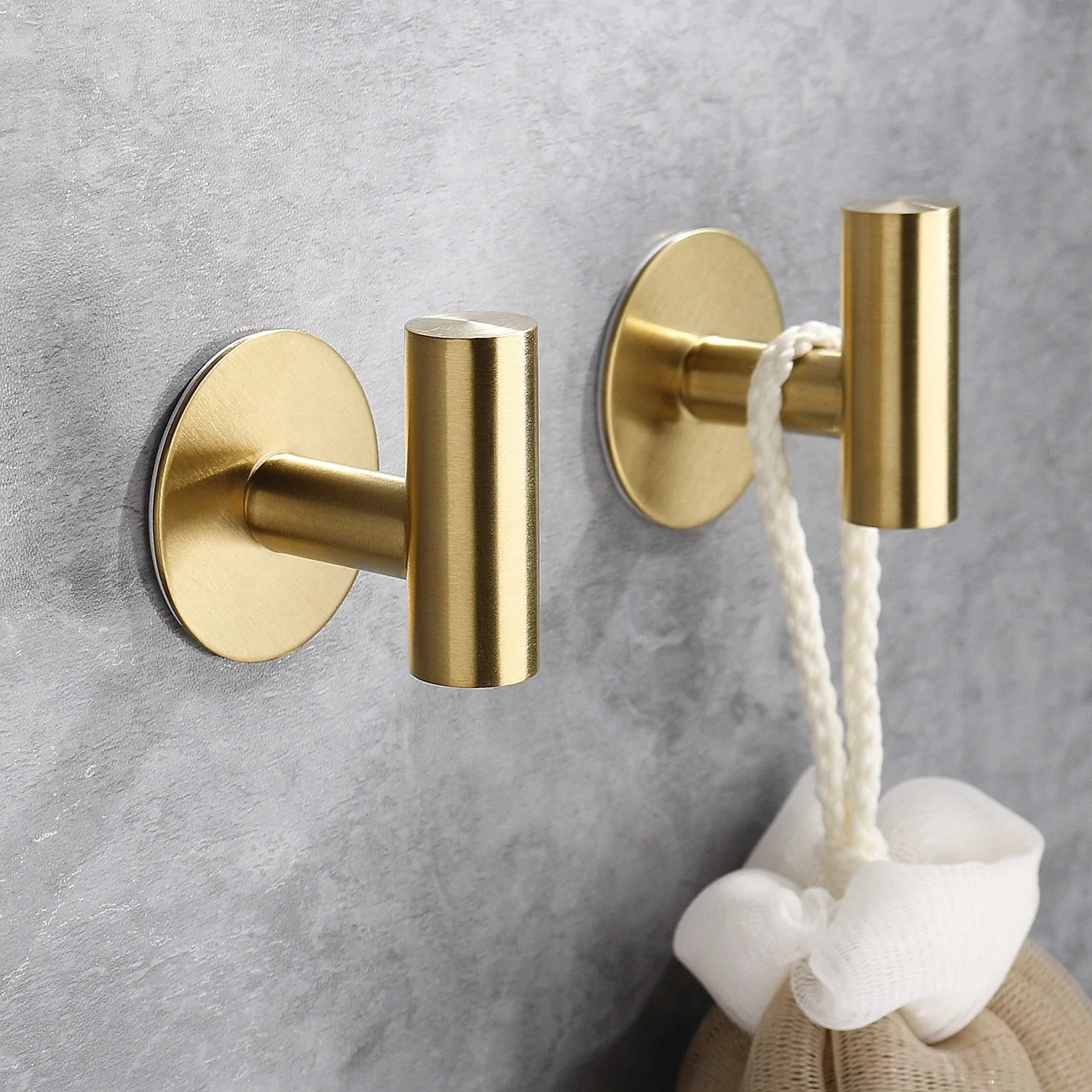 HULIANFU MR AND MS-Golden Brushed Coat Hangers Wall Mounted Hook For Home Self Adhesive Bathroom Rack 4pcs/set - Deanwangkt
