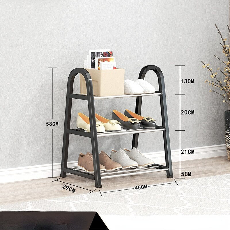 HULIANFU Shoe rack creative light luxury wind dust-proof storage shoe rack dormitory stainless steel - Deanwangkt