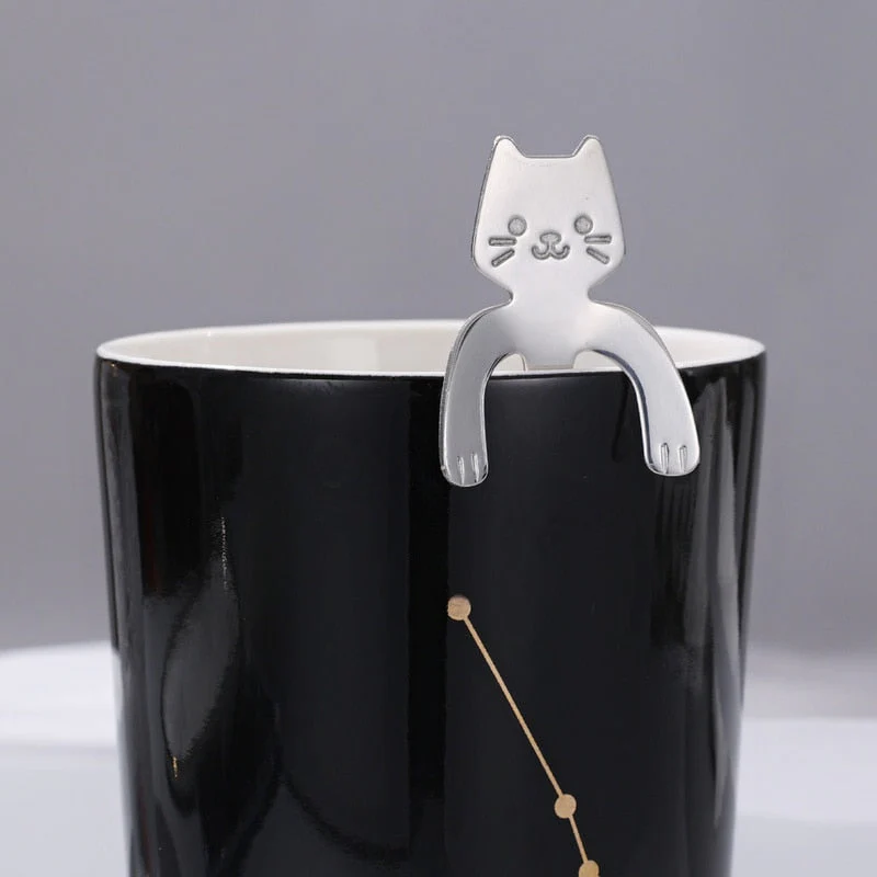 HULIANFU Stainless Steel Coffee Spoon Lovely Cute Cat Shape Teaspoon Dessert Snack Scoop Ice Cream Mini Spoons Tableware Kitchen Tools - Deanwangkt