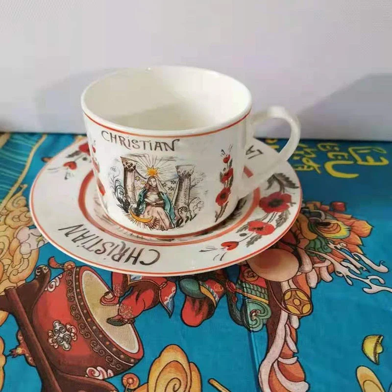 HULIANFU Retro Plate Bone China Dinner Set Nordic Kitchen Ceramic Dessert Charger Plates for Wedding Tableware Trays Decorative Mug Cup - Deanwangkt