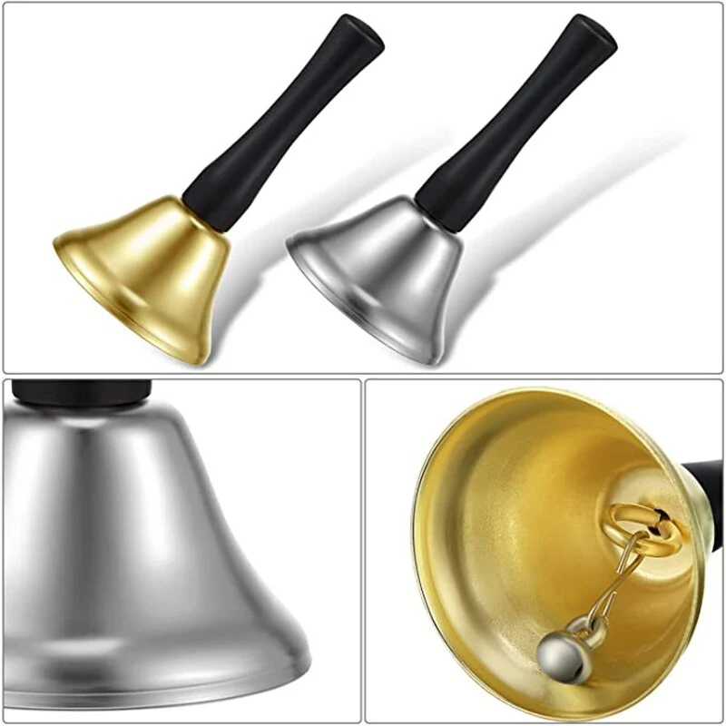 HULIANFU 2026  Christmas Hand Bell Santa Claus Jingle Bells  Gold Silver  School Handbell Restaurant Call Bell Service Supplies Xmas Decoration - Deanwangkt