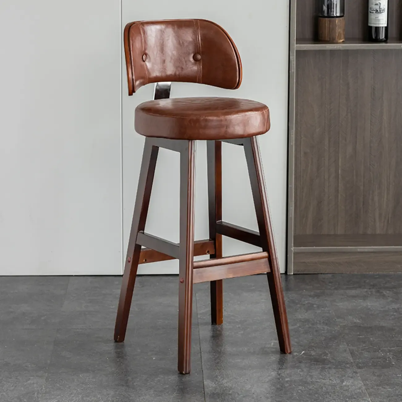 Modern Wood Upholstered Bar Stools with Back
