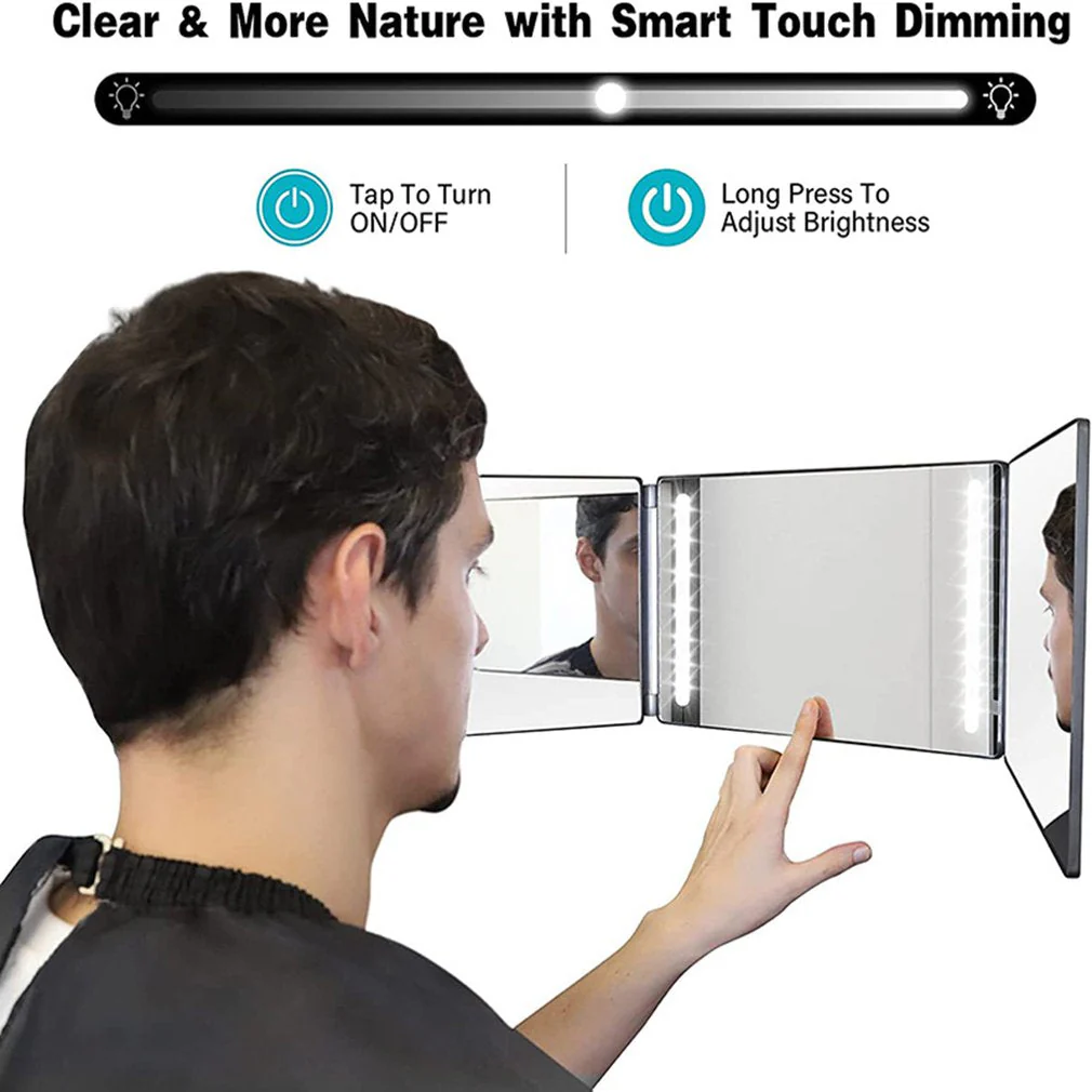 HULIANFU Three-fold Mirror A 360-degree Viewing Angle Practicing Home Decor Mirror For Self Hair Cutting And Styling DIY Haircut Tool - Deanwangkt