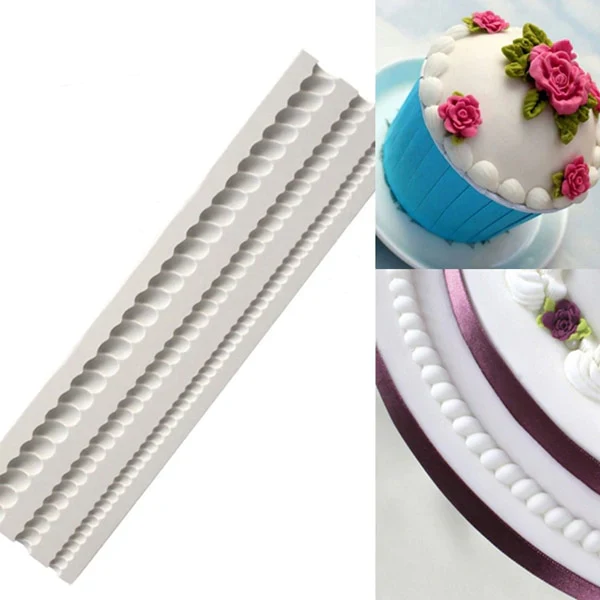 HULIANFU Pearl Rope Wave Flower Gemstone Shape Cake Side Lace Silicone Sugarcraft Mold Fondant Cake Decorating Tools - Deanwangkt