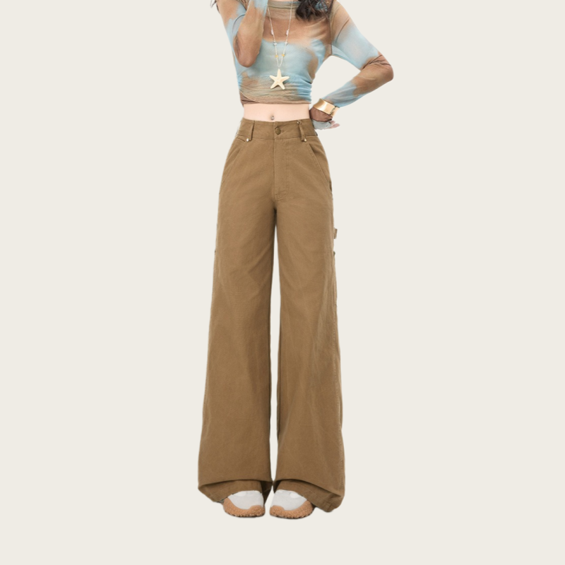 Women’s Khaki Vintage Multi-Pocket Work Pants