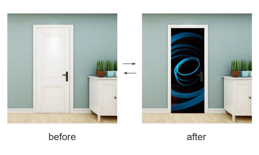 HULIANFU PVC Material Self-adhesive Door Stickers Art Colorful Light Tie-dye Blooming Abstract Home Decor Poster Door Decoration Stickers - Deanwangkt