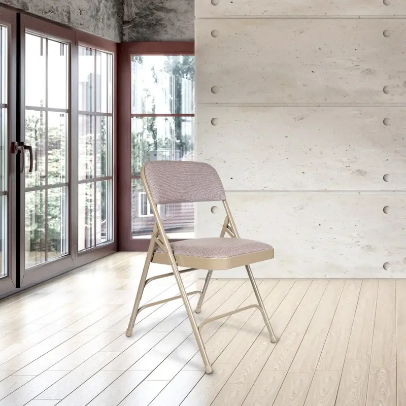 Hampden Furnishings Bernadine Collection Fabric Triple Brace Folding Chair, Pack of 4