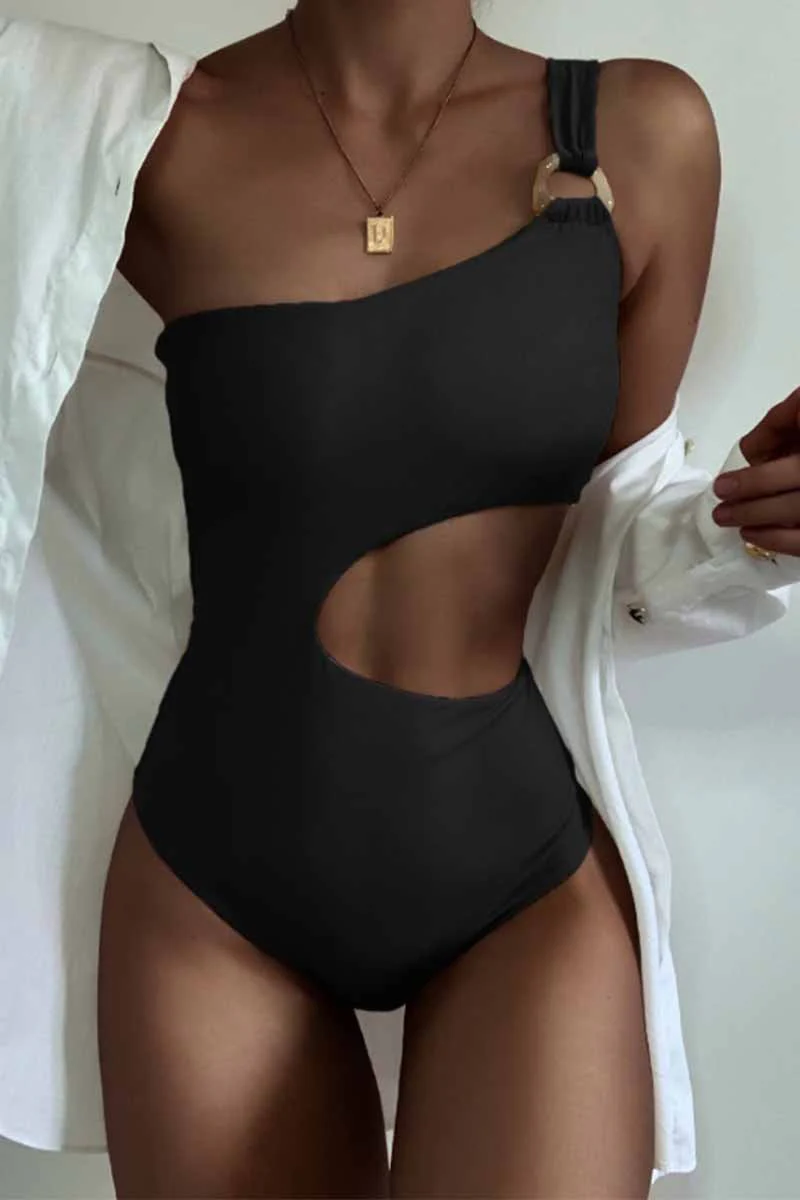 hulianfu One-Shoulder Sexy Leaky Waist One-Piece Swimsuit - Deanwangkt