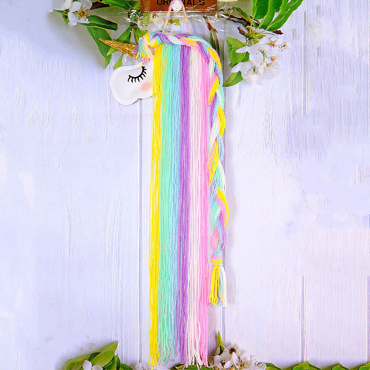 HULIANFU Unicorn Hair Clips Storage Organizer Wall Hanging Decor Hair Bow Holder For Girls Room Decor Aesthetic Wall Art Bohemian Tassel - Deanwangkt