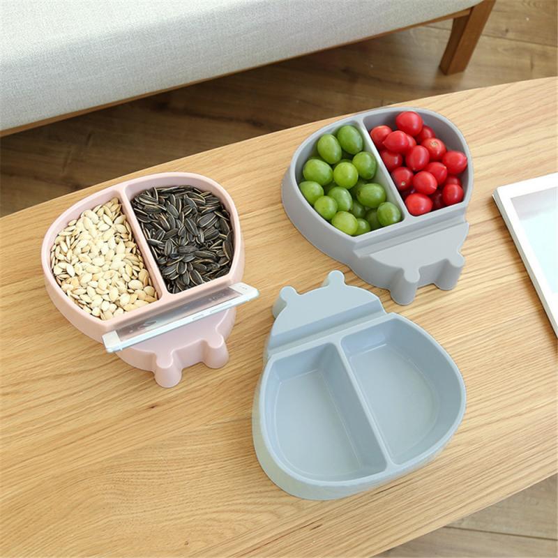 HULIANFU Plates For Food Creative Shape Lazy Snack Bowl Plastic Double Layers Snack Storage Box Bowl Lazy Fruit Plate Bowl Artifact Plate - Deanwangkt