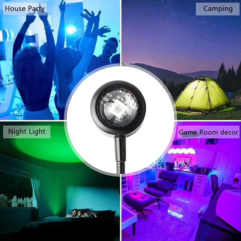 HULIANFU USB Sunset Rainbow Lamp Projection Atmosphere 7 Colors Night Light Photography Live Streaming Background Home Wall Decoration 50 - Deanwangkt