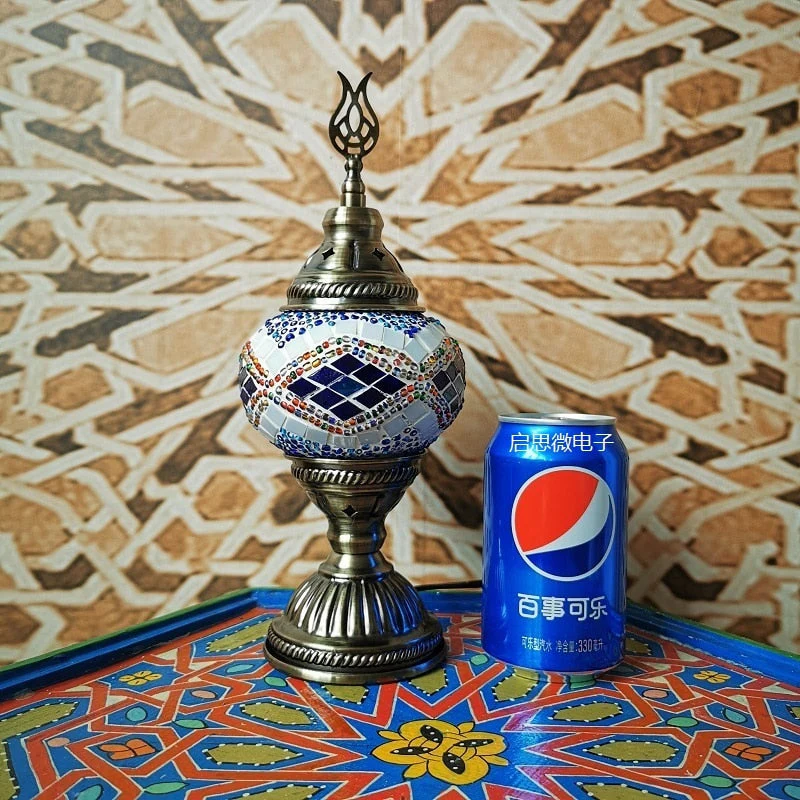 HULIANFU Turkish mosaic table Lamp vintage art deco Handcrafted lamparas de mesa mosaic Glass romantic bed light lamparas con mosaicos - Deanwangkt
