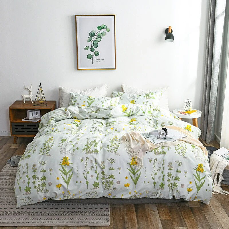 HULIANFU Simple Black and White Bedding Set King Size Plain Leaves Duvet Cover Set Queen Double Full Soft Home Comforter Cover Pillowcase - Deanwangkt