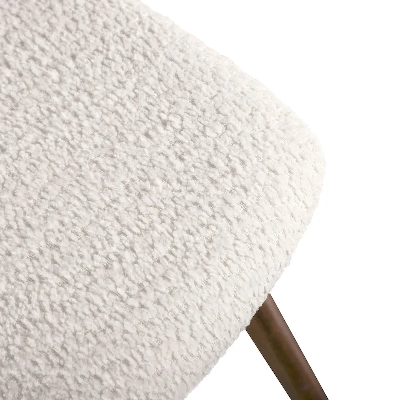 Beau I Mid-century 2-Pack Walnut Dining Chair Set with Boucle Seats