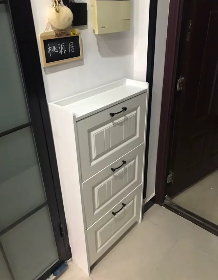 HULIANFU Tipping shoe cabinet shoe storage shelf simple narrow ultra-thin 17cm space-saving home hall entrance cabinet - Deanwangkt