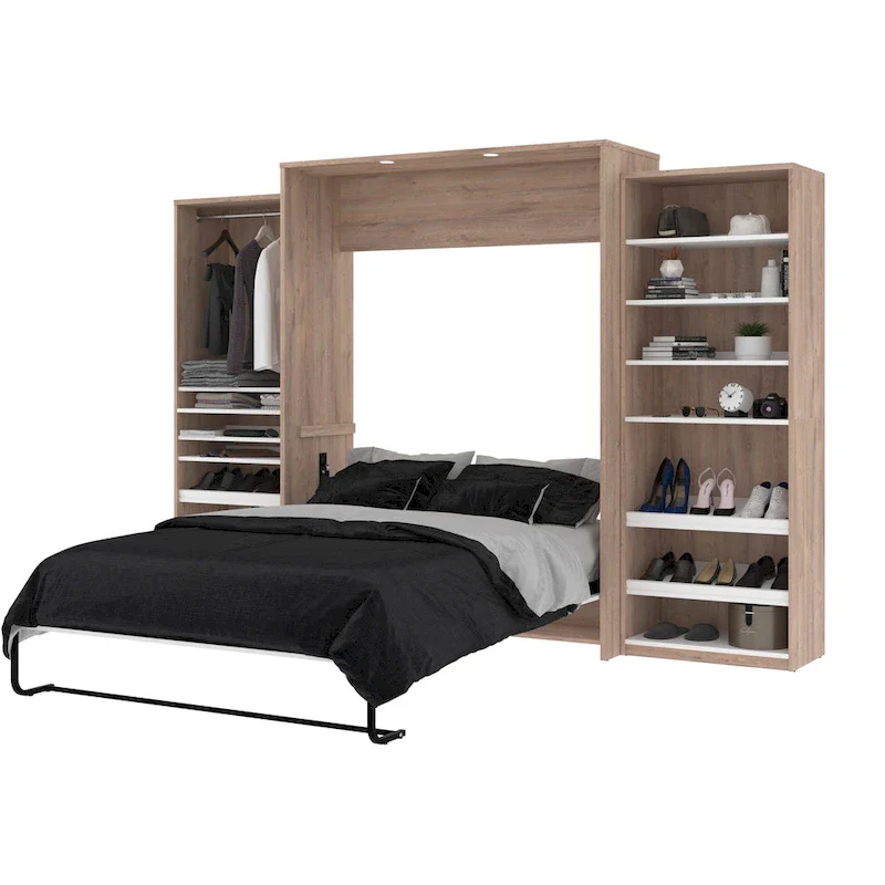 Cielo 125W Queen Murphy Bed with 2 Shelving Units by Bestar