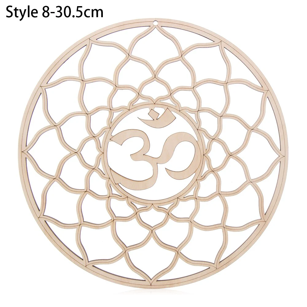 HULIANFU Log Color Chakra Pattern Round Edge Circles Carved Wooden Stand Coaster Flower of life Reload Stone Kitchen Hot Pad Mat Decor - Deanwangkt