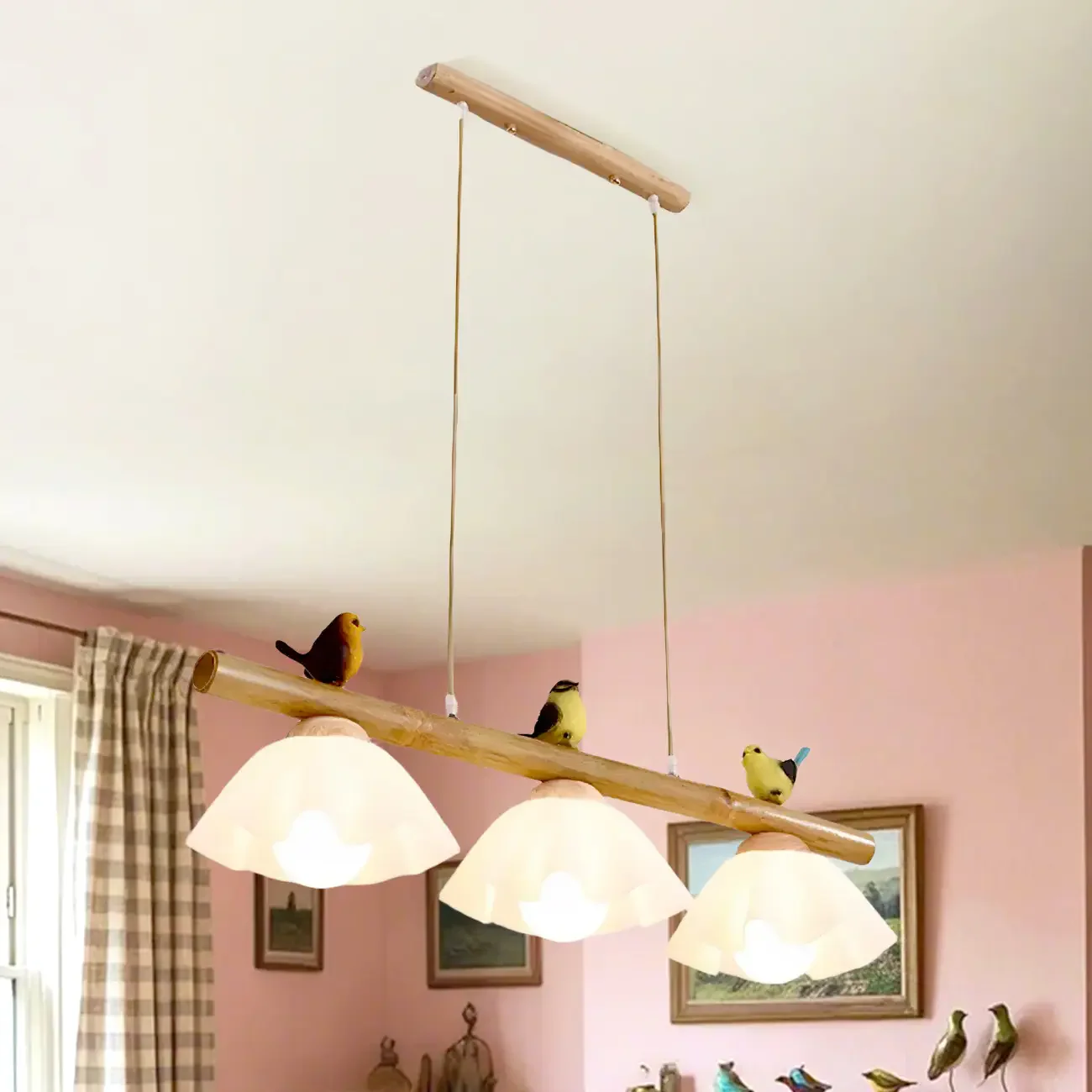 Adjustable Modern Bamboo Flower Island Pendant Light