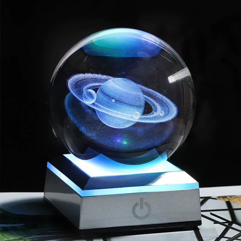 HULIANFU New 80mm K9 Crystal Solar System Planet Globe 3D Laser Engraved Sun System Ball with Touch Switch LED Light Base Astronomy Gifts - Deanwangkt