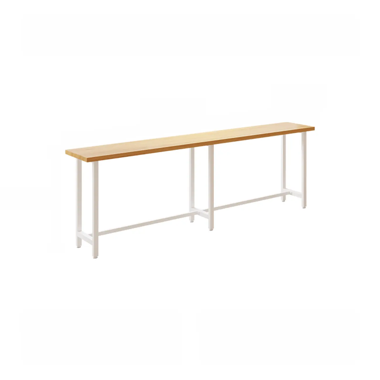 Natural Wooden Top Bar Table Metal Base with Footrest