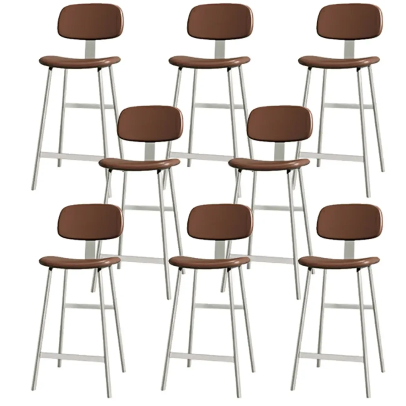 Industrial Faux Leather Metal Frame Bar Stools with Backs