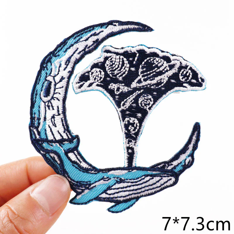 HULIANFU Van Gogh Embroidered Patches on Clothes DIY Cartoon Wave Applique Clothing Thermoadhesive Patches for Clothing DIY - Deanwangkt