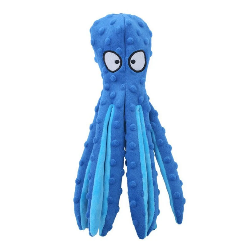 HULIANFU Pet Dog Plush Toy Squeaker Chew Animal Toy Octopus Skin Shell Bite Resistant Plush Toy Funny Durability Molar Toy Pets Supplies - Deanwangkt
