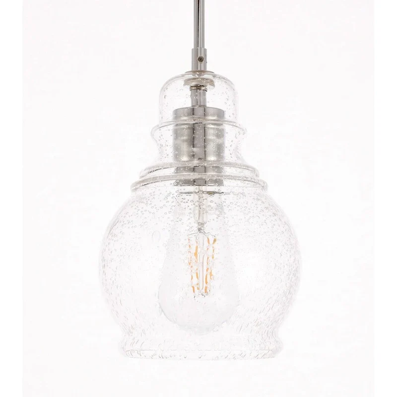 Adelee 6.25-Inch 1-Light Clear Seeded Glass Pendant