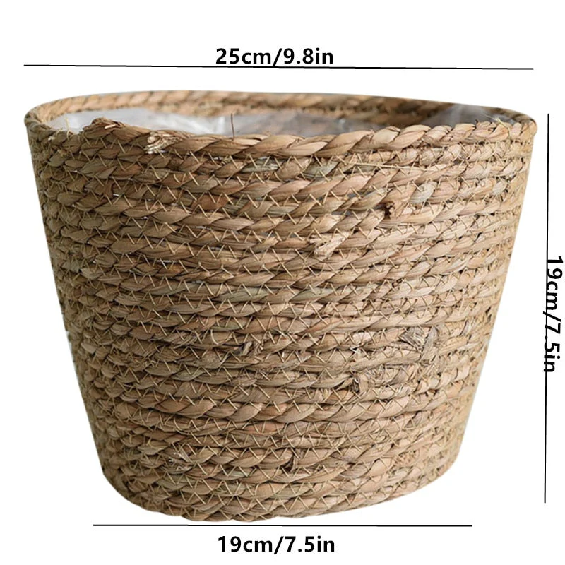 HULIANFU Straw Weaving Flower Plant Basket Grass Planter Basket Indoor Outdoor Flower Pots Cover Plant Containers for Plantable Plants FU - Deanwangkt