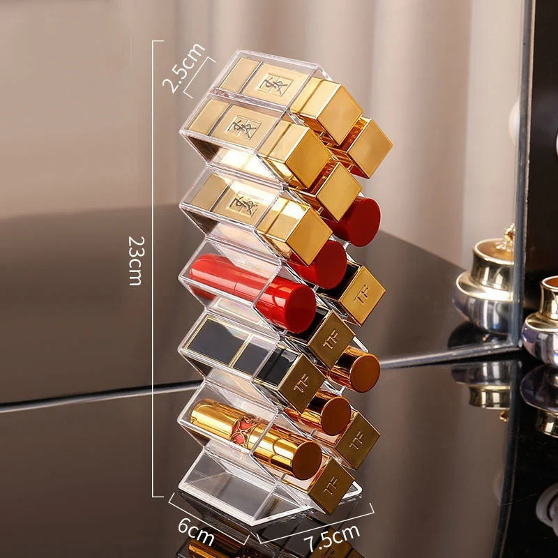 HULIANFU Lipstick Storage Container 16 Lip Balm Container Large Capacity Makeup Storage Bathroom Durable Acrylic Organizer For Cosmetics - Deanwangkt