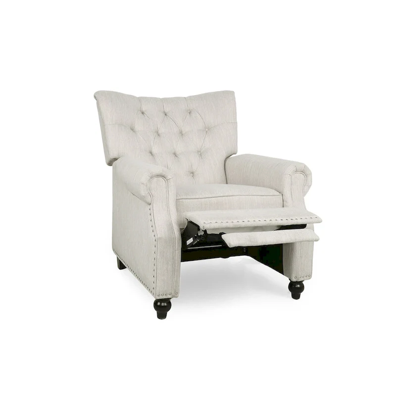 Push Back Recliner, Footrest, Button Back, Nailhead Trim