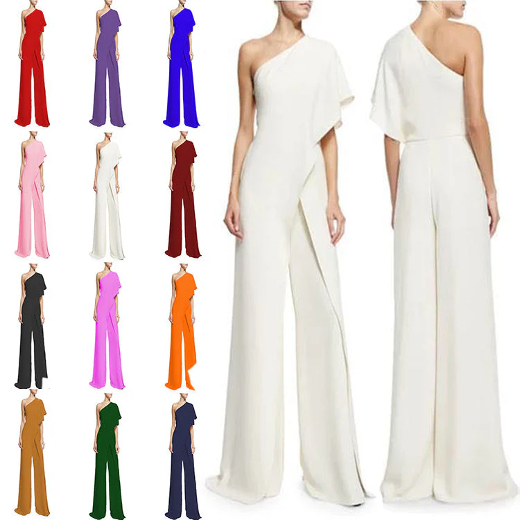 Hulianfu Sexy Ruffles Asymmetrical Solid Casual Overalls Holiday Rompers Women Long Jumpsuits Summer Playsuits Plus Size 5XL - Deanwangkt